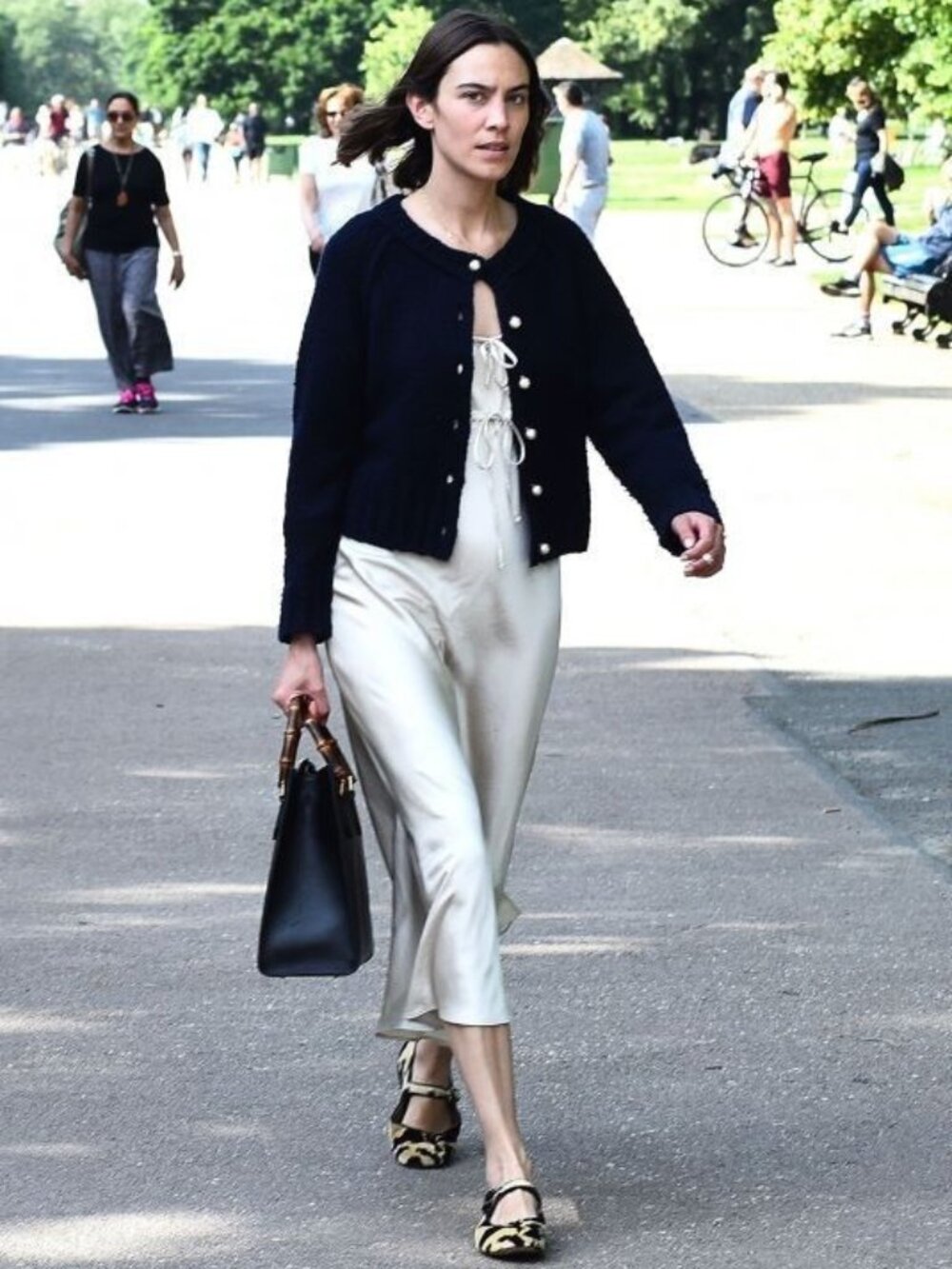 Alexa Chung Navy Pearl Button Down Cardigan - S